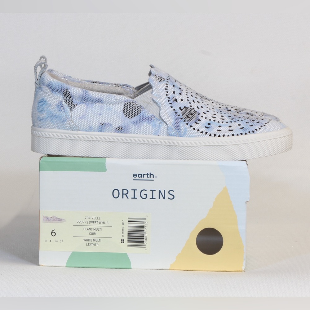 Earth Origins Women's White & Multicolor Wide Zeni Zelle Slip-On Sneakers NIB